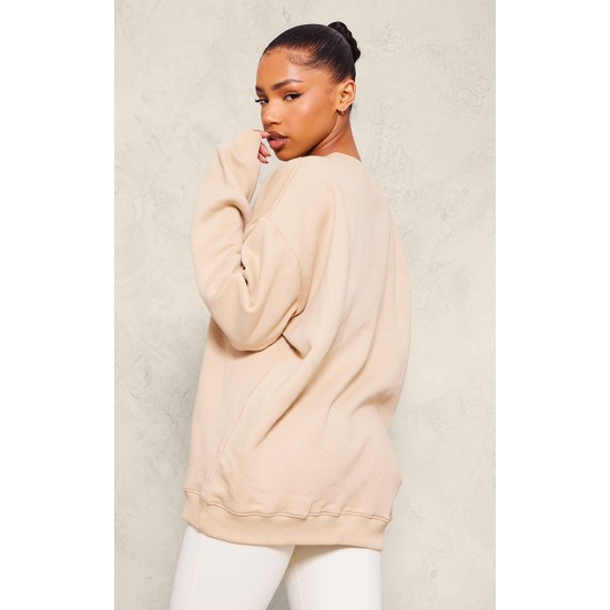 Sand Oversized Plain Fit Sweatshirt Sand Oversized Plain Fit Sweatshirt