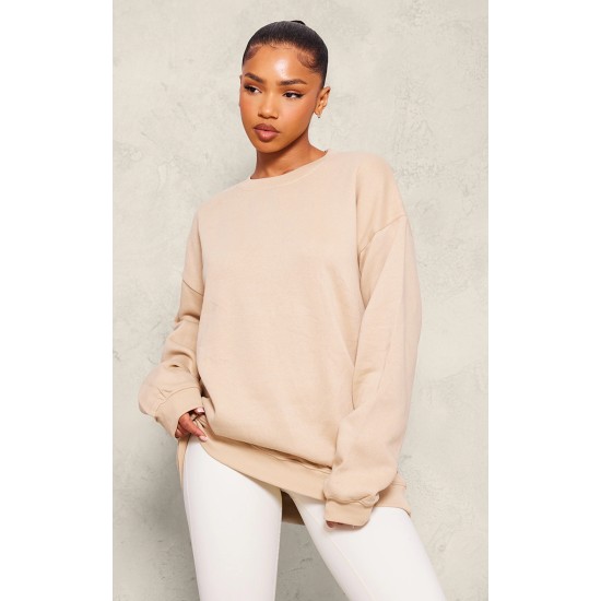 Sand Oversized Plain Fit Sweatshirt Sand Oversized Plain Fit Sweatshirt