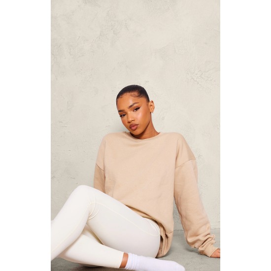 Sand Oversized Plain Fit Sweatshirt Sand Oversized Plain Fit Sweatshirt