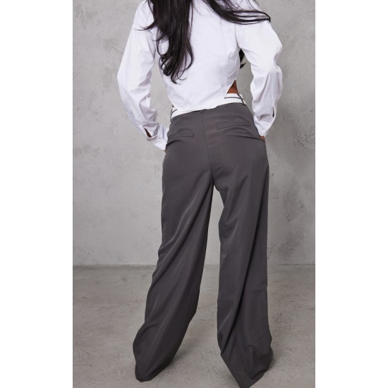 Tall Charcoal Fold Over Front Pants Tall Charcoal Fold Over Front Pants