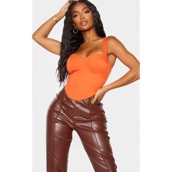 Shape Orange Woven Corset Crop Top Shape Orange Woven Corset Crop Top