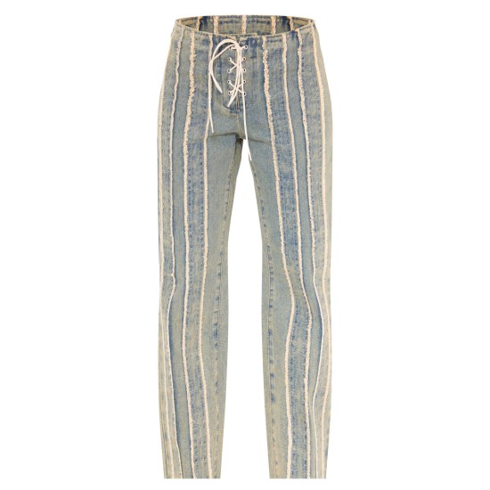 Petite Vintage Wash Fray Detail Lace Up Straight Leg Jeans Petite Vintage Wash Fray Detail Lace Up Straight Leg Jeans