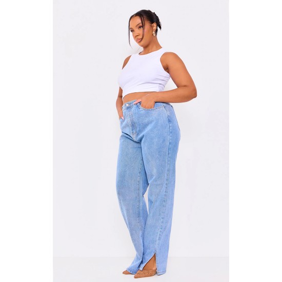Plus Light Wash Split Hem Jeans Plus Light Wash Split Hem Jeans