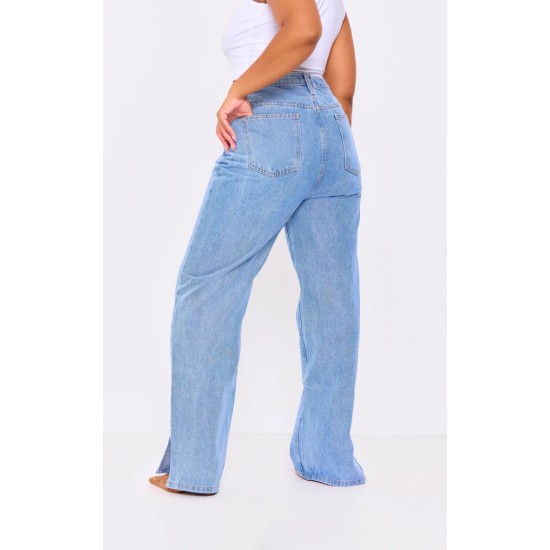 Plus Light Wash Split Hem Jeans Plus Light Wash Split Hem Jeans