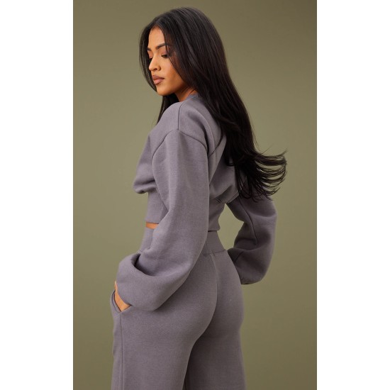 Tall Steel Blue Cropped Oversized Sweatshirt Tall Steel Blue Cropped Oversized Sweatshirt
