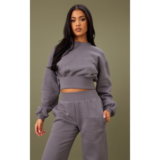 Tall Steel Blue Cropped Oversized Sweatshirt Tall Steel Blue Cropped Oversized Sweatshirt