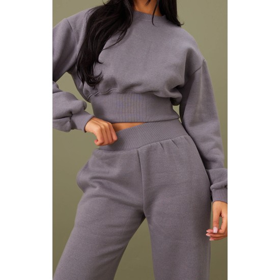 Tall Steel Blue Cropped Oversized Sweatshirt Tall Steel Blue Cropped Oversized Sweatshirt