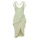 Sage Green Polka Dot Draped Underwire Detail Midi Dress Sage Green Polka Dot Draped Underwire Detail Midi Dress