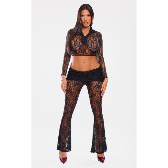 Shape Black Lace Flares With Ruched Skirt Shape Black Lace Flares With Ruched Skirt