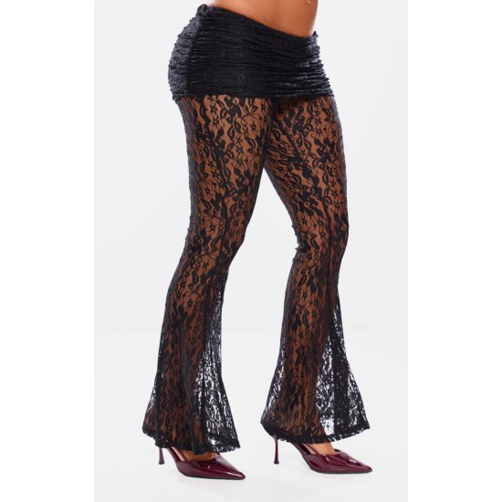 Shape Black Lace Flares With Ruched Skirt Shape Black Lace Flares With Ruched Skirt