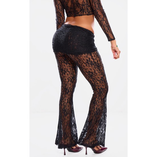 Shape Black Lace Flares With Ruched Skirt Shape Black Lace Flares With Ruched Skirt