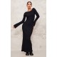Black Heavy Brushed Rib Tie Back Maxi Dress Black Heavy Brushed Rib Tie Back Maxi Dress