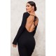Black Heavy Brushed Rib Tie Back Maxi Dress Black Heavy Brushed Rib Tie Back Maxi Dress