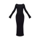 Black Heavy Brushed Rib Tie Back Maxi Dress Black Heavy Brushed Rib Tie Back Maxi Dress