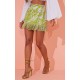 Green Abstract Floral Tassel Hem Wrap Mini Skirt Green Abstract Floral Tassel Hem Wrap Mini Skirt