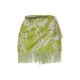 Green Abstract Floral Tassel Hem Wrap Mini Skirt Green Abstract Floral Tassel Hem Wrap Mini Skirt