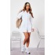 White Fitted Waist Long Sleeve Button Shirt Dress White Fitted Waist Long Sleeve Button Shirt Dress