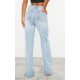 Light Blue Wash Ripped Split Hem Straight Leg Jeans Light Blue Wash Ripped Split Hem Straight Leg Jeans