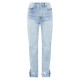 Light Blue Wash Ripped Split Hem Straight Leg Jeans Light Blue Wash Ripped Split Hem Straight Leg Jeans