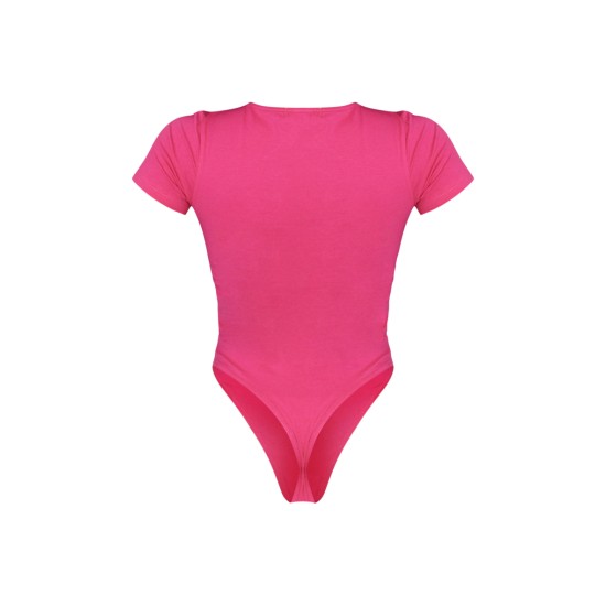 PRETTYLITTLETHING Hot Pink Logo Short Sleeve Bodysuit PRETTYLITTLETHING Hot Pink Logo Short Sleeve Bodysuit