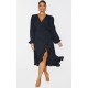 Plus Black Ruffle Wrap Front Midi Dress Plus Black Ruffle Wrap Front Midi Dress
