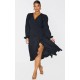 Plus Black Ruffle Wrap Front Midi Dress Plus Black Ruffle Wrap Front Midi Dress