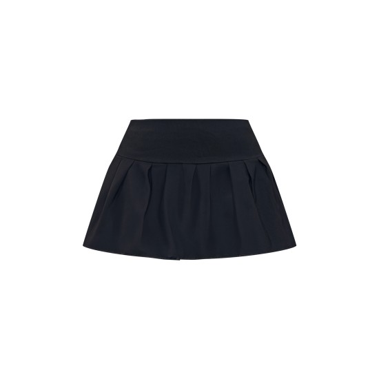 Black Stretch Woven Low Rise Pleated Micro Mini Skirt Black Stretch Woven Low Rise Pleated Micro Mini Skirt