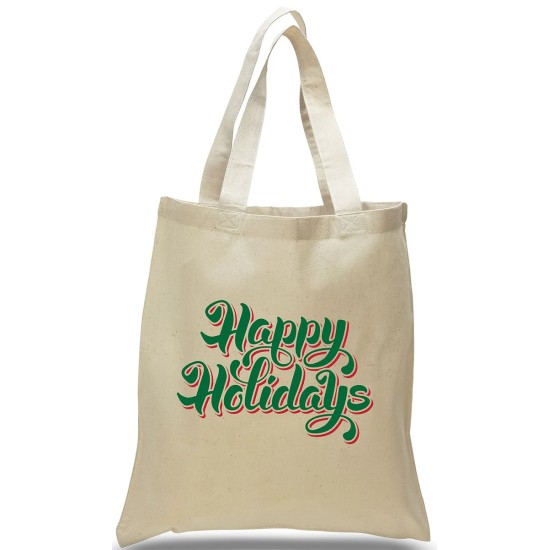 Happy Holidays Cotton Canvas Totes Happy Holidays Cotton Canvas Totes