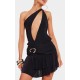 Petite Black Halterneck Trim Detail Shift Mini Dress Petite Black Halterneck Trim Detail Shift Mini Dress