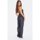 Black Faux Leather Bandeau Lace Back Straight Leg Jumpsuit Black Faux Leather Bandeau Lace Back Straight Leg Jumpsuit