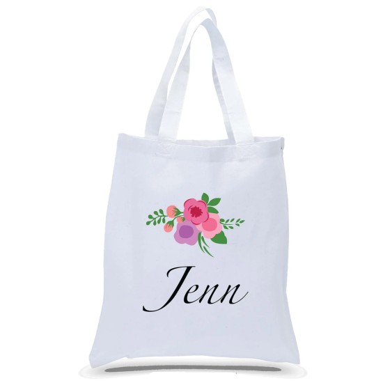 Bridal Party Flower Tote with Name Bridal Party Flower Tote with Name