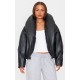 Petite Black Exaggerated Collar PU Puffer Coat Petite Black Exaggerated Collar PU Puffer Coat