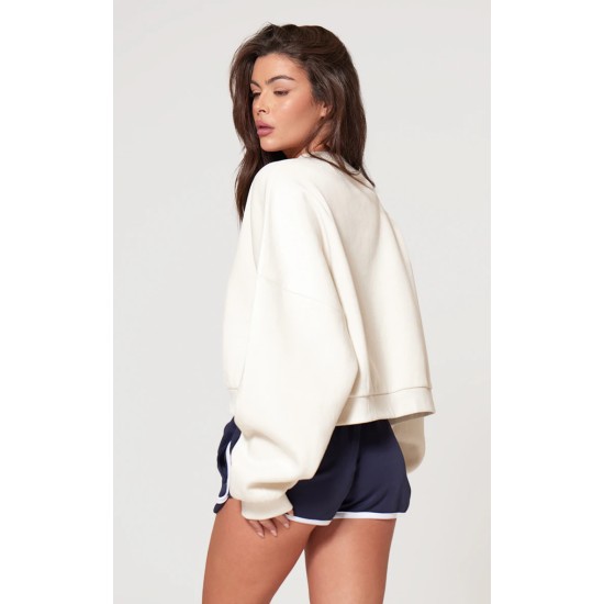PRETTYLITTLETHING Cream Athletics Club Embossed Oversized Boxy Sweatshirt PRETTYLITTLETHING Cream Athletics Club Embossed Oversized Boxy Sweatshirt