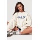 PRETTYLITTLETHING Cream Athletics Club Embossed Oversized Boxy Sweatshirt PRETTYLITTLETHING Cream Athletics Club Embossed Oversized Boxy Sweatshirt