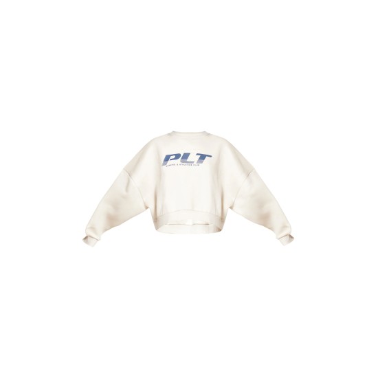 PRETTYLITTLETHING Cream Athletics Club Embossed Oversized Boxy Sweatshirt PRETTYLITTLETHING Cream Athletics Club Embossed Oversized Boxy Sweatshirt