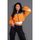 Orange Cropped Oversized Graphic Zipped Racer Bomber Jacket Orange Cropped Oversized Graphic Zipped Racer Bomber Jacket