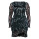 Shape Green Abstract Print Mesh Long Sleeve Ruched Side Frill Hem Bodycon Dress Shape Green Abstract Print Mesh Long Sleeve Ruched Side Frill Hem Bodycon Dress