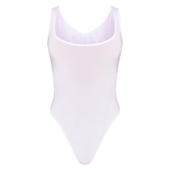 White Basic Slinky Scoop Neck Bodysuit White Basic Slinky Scoop Neck Bodysuit