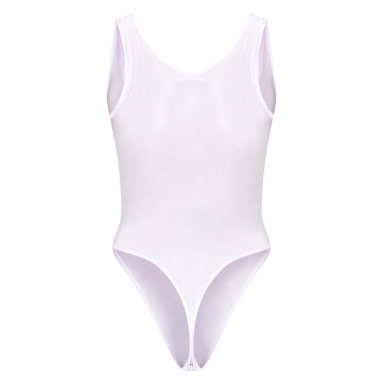 White Basic Slinky Scoop Neck Bodysuit White Basic Slinky Scoop Neck Bodysuit