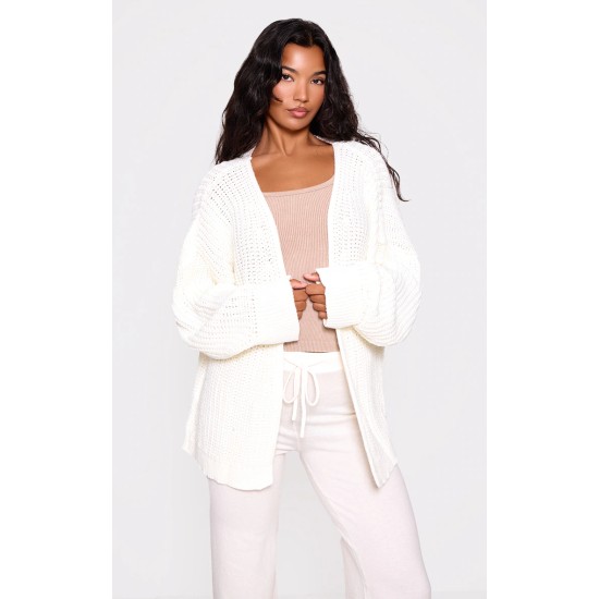 Cream Chunky Knit Slouchy Cardigan Cream Chunky Knit Slouchy Cardigan