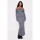 Charcoal Heavy Brushed Rib Bardot Trim Maxi Dress Charcoal Heavy Brushed Rib Bardot Trim Maxi Dress