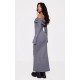 Charcoal Heavy Brushed Rib Bardot Trim Maxi Dress Charcoal Heavy Brushed Rib Bardot Trim Maxi Dress