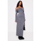 Charcoal Heavy Brushed Rib Bardot Trim Maxi Dress Charcoal Heavy Brushed Rib Bardot Trim Maxi Dress