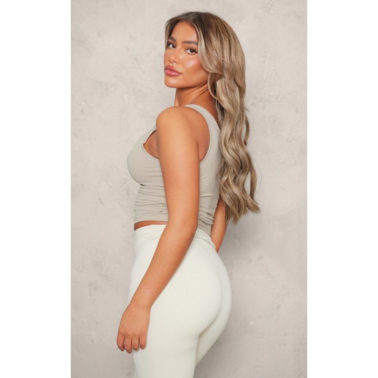 Pale Khaki Snatched Sculpt Scoop Vest Pale Khaki Snatched Sculpt Scoop Vest