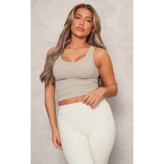 Pale Khaki Snatched Sculpt Scoop Vest Pale Khaki Snatched Sculpt Scoop Vest