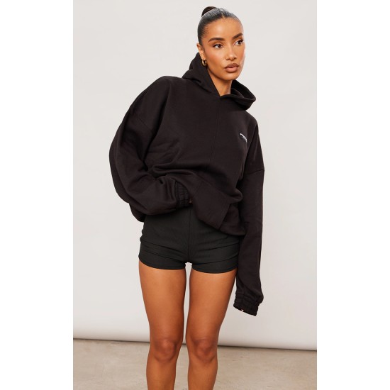 Black Badge Detail Oversized Hoodie Black Badge Detail Oversized Hoodie