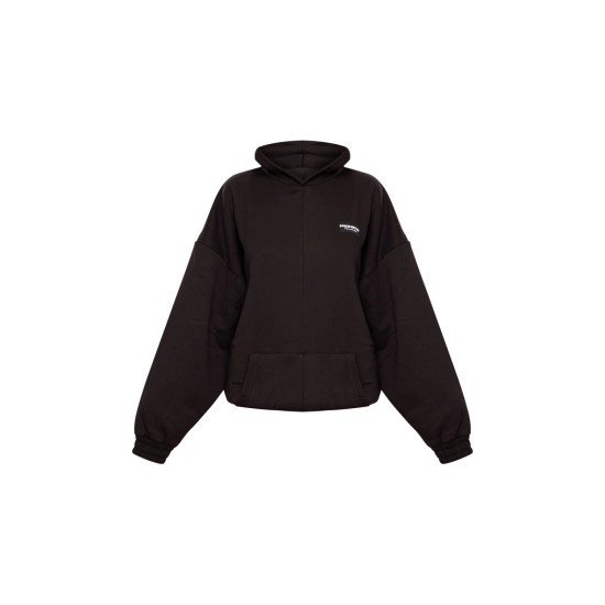 Black Badge Detail Oversized Hoodie Black Badge Detail Oversized Hoodie