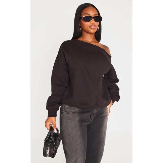 Shape Black Sweat Raw Edge Slouch Sweatshirt Shape Black Sweat Raw Edge Slouch Sweatshirt