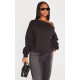 Shape Black Sweat Raw Edge Slouch Sweatshirt Shape Black Sweat Raw Edge Slouch Sweatshirt