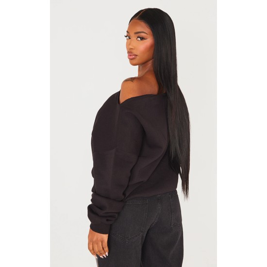 Shape Black Sweat Raw Edge Slouch Sweatshirt Shape Black Sweat Raw Edge Slouch Sweatshirt